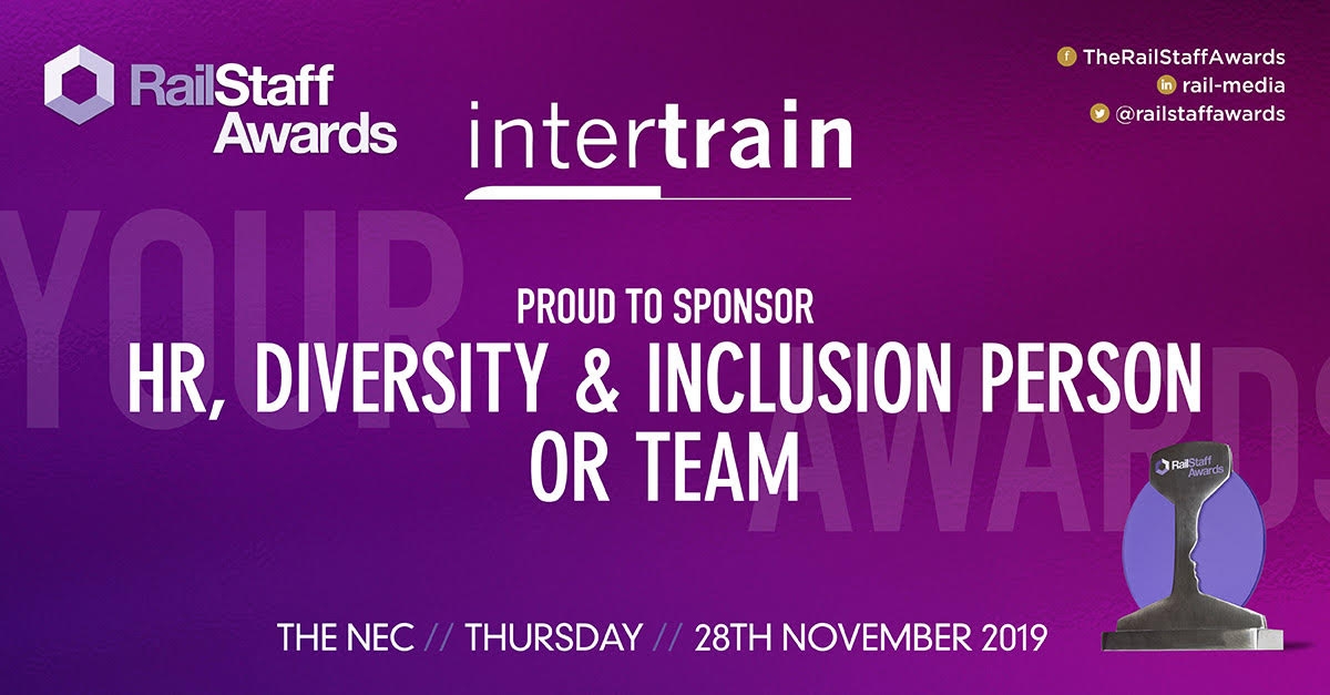 Intertrain are on board as a category sponsor for the The RailStaff Awards 2019 - HR, Diversity & Inclusion Person or Team Award